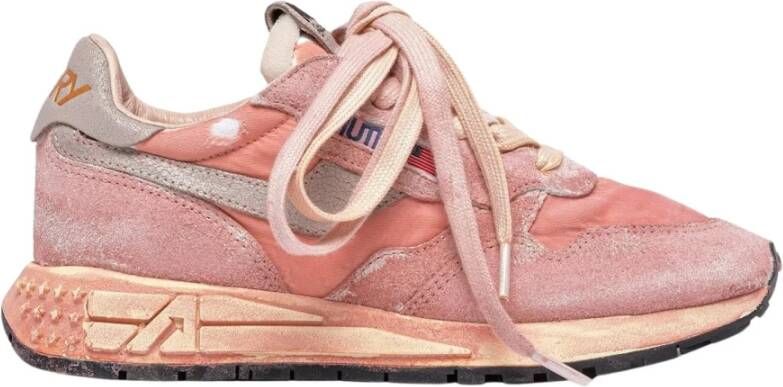 Autry Roze Leren Sneakers met US Vlag Logo