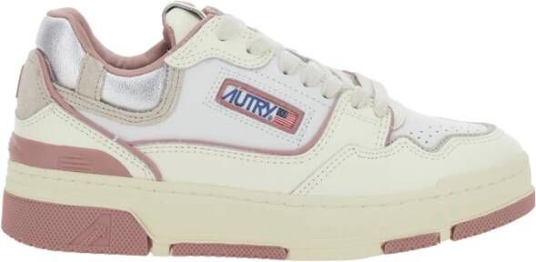 Autry Witte Leren Sneakers Lage Top Vetersluiting