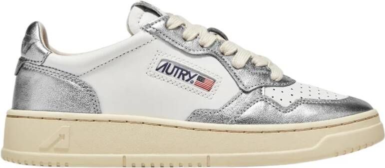 Autry Witte Leren Sneakers met Zilveren Details White Dames