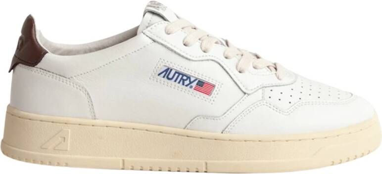 Autry Witte bruine leren sneakers Vintage geïnspireerd ontwerp Wit Heren