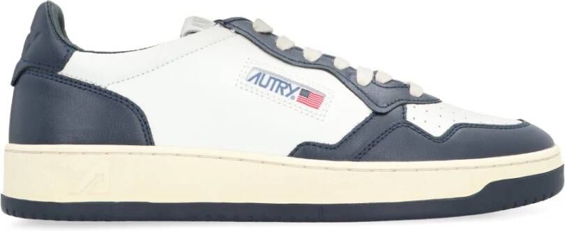 Autry Vintage-geïnspireerde witte en groene leren sneakers White Heren