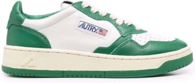 Autry Lage Leren Sneakers Wit Groen Green Heren
