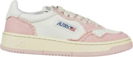 Autry Tweekleurige leer- en stoffen medaillewinnaar sneakers Roze Dames