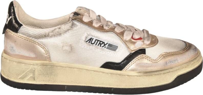 Autry Vintage Wit Goud Sneakers Geperforeerde Tip Multicolor Dames