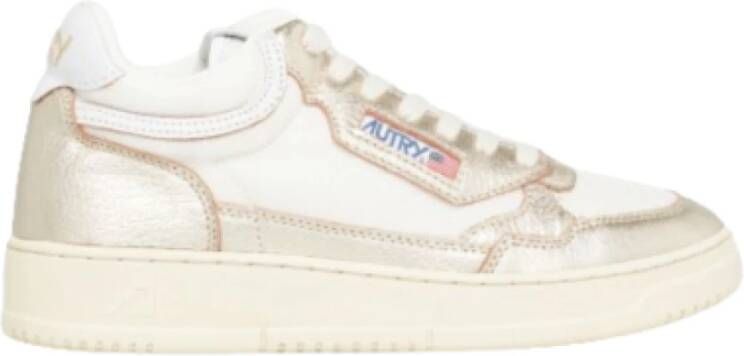 Autry Witte Platine Open Mid Sneakers Pink Dames