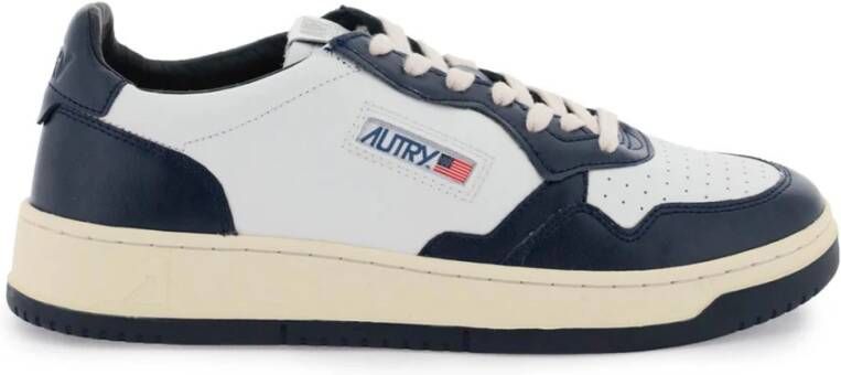 Autry Vintage-geïnspireerde witte en groene leren sneakers White