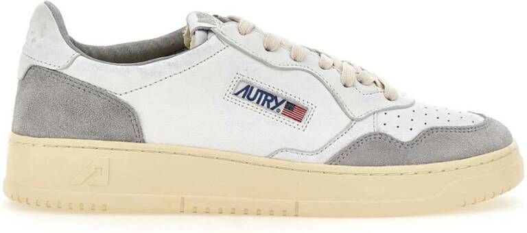 Autry Vintage-geïnspireerde lage sneakers van wit grijs leer White Heren