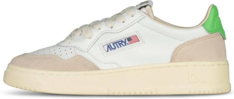 Autry Witte Leren Sneakers met Groene Hiel Multicolor