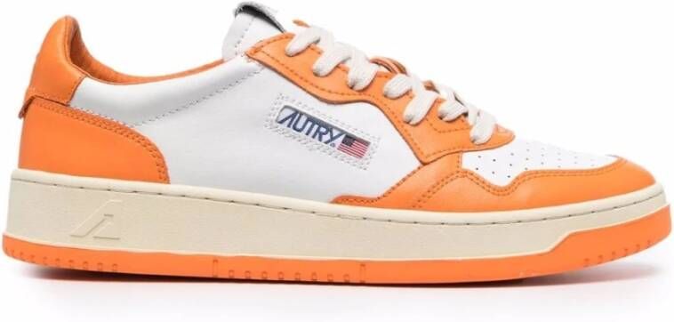 Autry Tweekleurige Leren Lage Sneakers White Heren