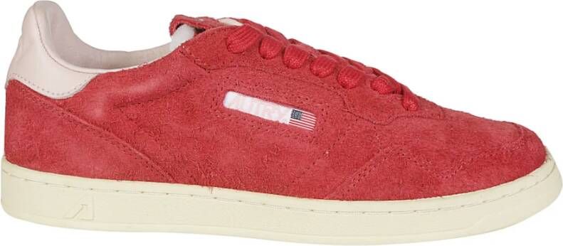 Autry Lage Platte Suède Sneaker met Contrasterende Hiel Red Dames