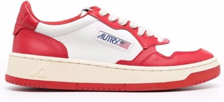 Autry Vintage lage leren sneakers met Amerikaanse vlag detail Rood