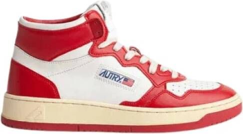 Autry Rode en witte mid-top sneakers Rood Dames