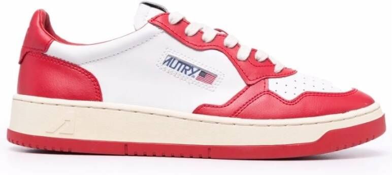 Autry Vintage lage leren sneakers met Amerikaanse vlag detail Rood Heren