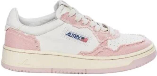 Autry Tweekleurige leer- en stoffen medaillewinnaar sneakers Roze Dames - Foto 7