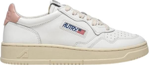 Autry Wit Roze Medalist Lage Top Sneakers White Dames
