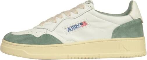 Autry Medalist Lage Sneakers Wit en Militair Groen Suède White Heren