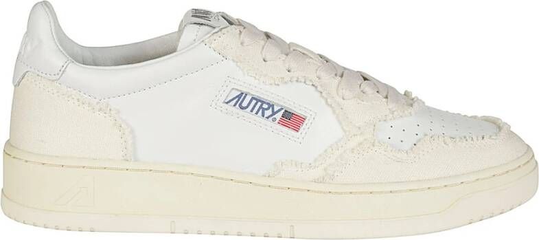 Autry Witte leren sneakers met beige stof White Heren