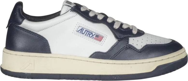Autry Vintage-geïnspireerde witte en groene leren sneakers White Heren