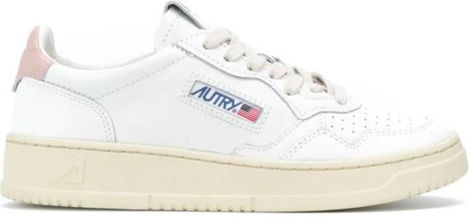 Autry Medalist Low Sneakers In Leather Color White Pink Wit Dames