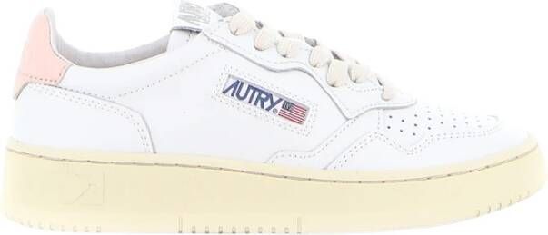 Autry Medalist Low Sneakers In Leather Color White Pink Wit Dames