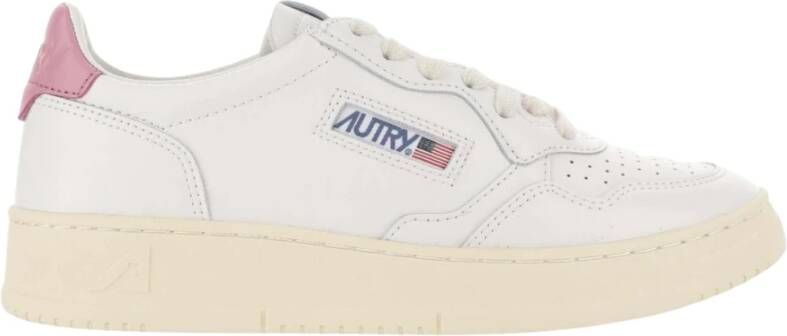 Autry Witte Mauve Lage Sneaker met Leren Tong White Dames