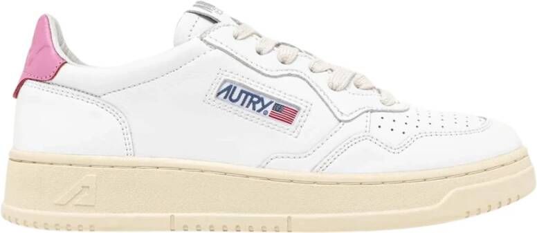 Autry Witte Mauve Lage Sneaker met Leren Tong White Dames