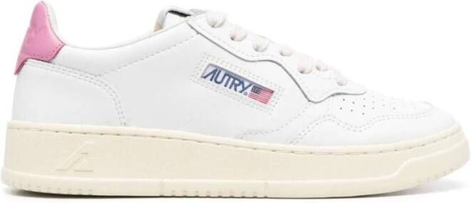 Autry Witte Mauve Lage Sneaker met Leren Tong White Dames