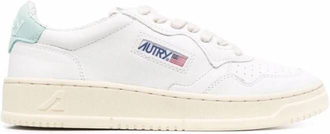 Autry Leren Lage Sneakers met Contrast Inzetstukken White Dames