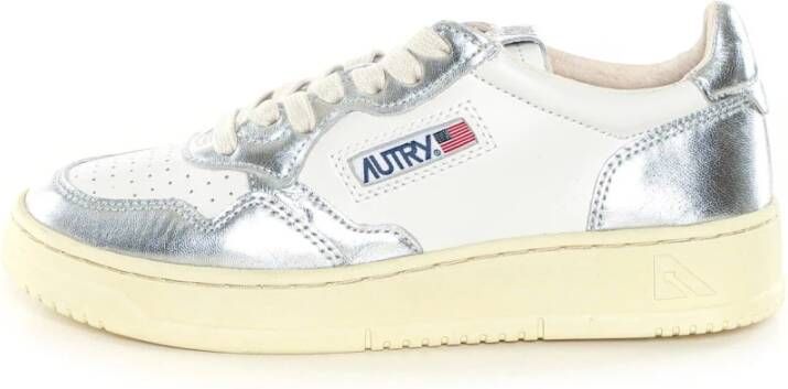Autry Witte Leren Sneaker met Zilveren Inzetstukken Multicolor Dames