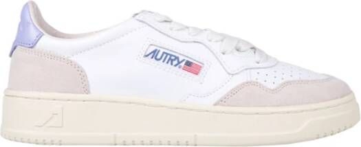 Autry Vintage Lage Leren Suède Sneakers Wit Lavendel White Dames