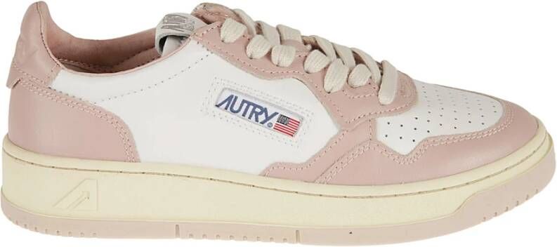 Autry Tweekleurige leer- en stoffen medaillewinnaar sneakers Roze Dames - Foto 5