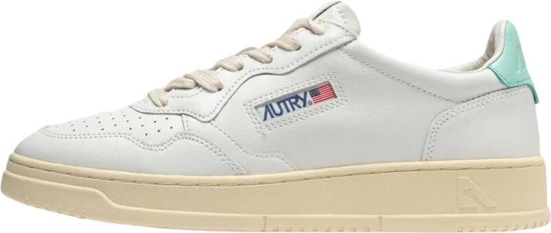 Autry Leren Lage Sneakers met Contrast Inzetstukken White Dames