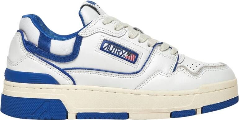 Autry Lage Leren Sneaker met Blauwe Suède Inzetstukken Wit Heren