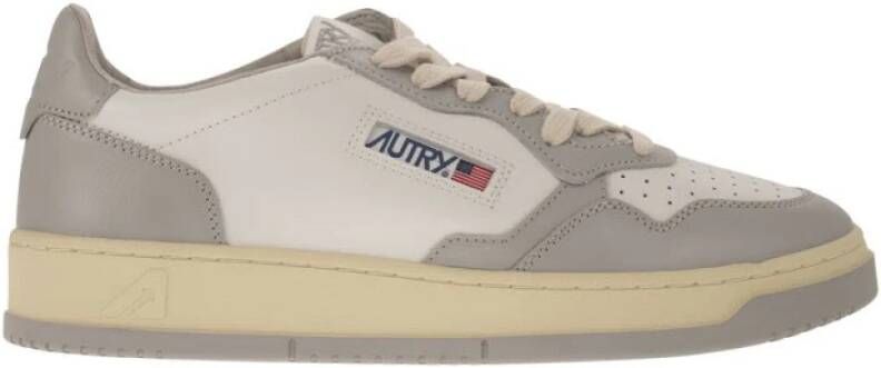 Autry Witte Grijze Leren Lage Sneakers Multicolor Heren