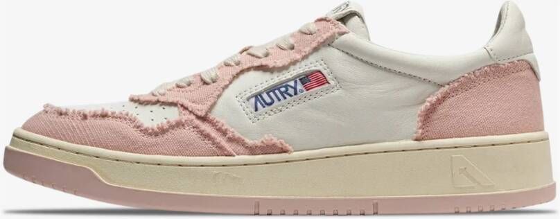 Autry Tweekleurige leer- en stoffen medaillewinnaar sneakers Roze Dames