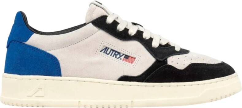 Autry Blauwe Medalist Low Sneakers met Suede Inzetstukken