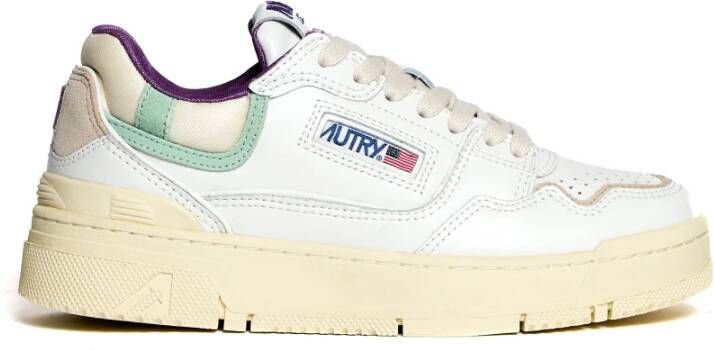 Autry Witte Leren Sneakers met Suède Accenten
