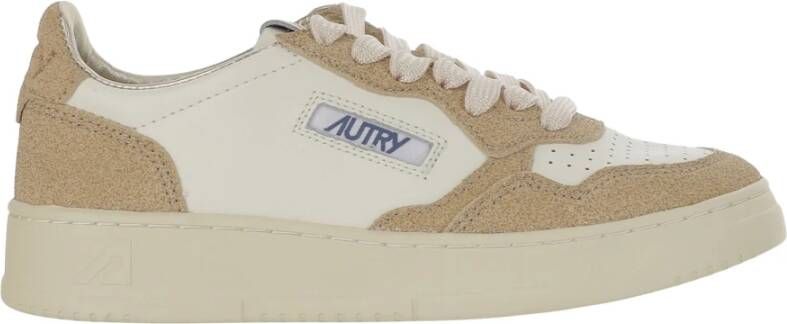 Autry Suède Lage Sneakers Unisex Wit Bruin