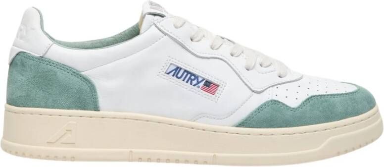 Autry Medalist Lage Sneakers Wit en Militair Groen Suède White Heren