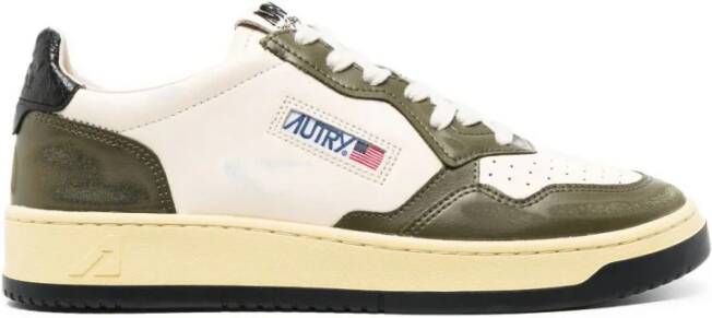 Autry Witte Olijfgroene Panel Sneakers Multicolor Heren