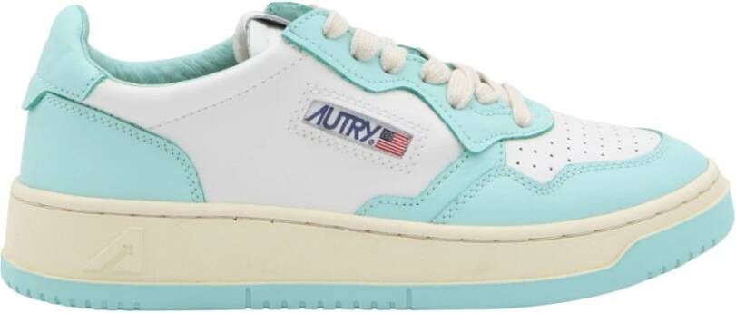 Autry Turquoise Leren Sneakers Blue Dames
