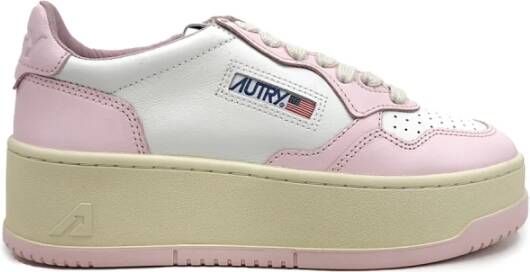 Autry Tweekleurige Leren Sneakers Pink Dames