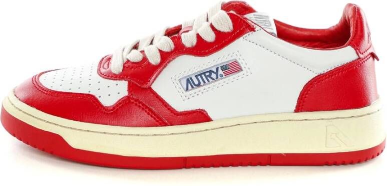 Autry Vintage lage leren sneakers met Amerikaanse vlag detail Rood