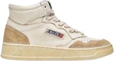 Autry Vintage Distressed Leather Sneakers White Dames