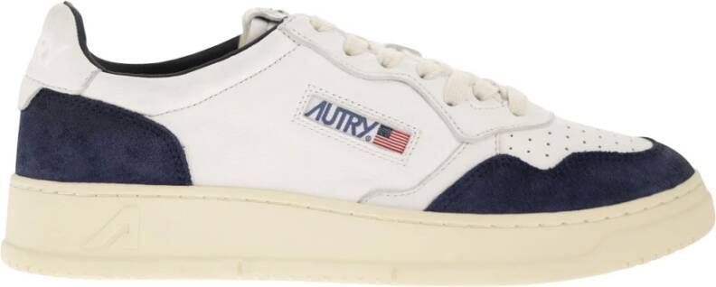 Autry Vintage-geïnspireerde lage sneakers van geitenleer en suède White Heren