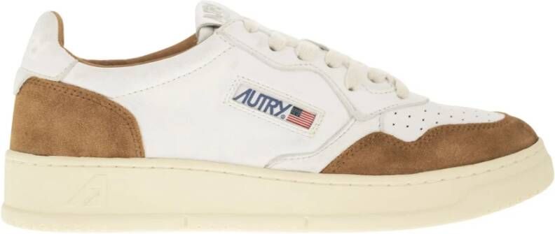 Autry Vintage-geïnspireerde lage sneakers van geitenleer en suède White Heren