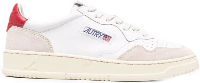 Autry Vintage-geïnspireerde Lage Sneakers Wit Rood Wit Heren