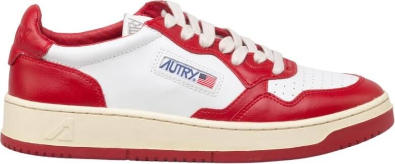 Autry Vintage-geïnspireerde Leren Bicolor Sneakers Rood