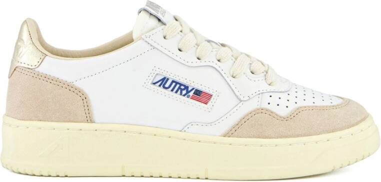Autry Witte Gouden Sneakers met Geperforeerde Details White
