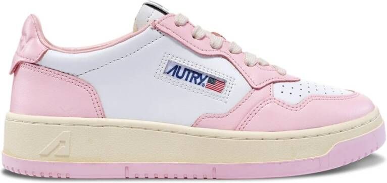 Autry Vintage-geïnspireerde Leren Sneaker Pink Dames